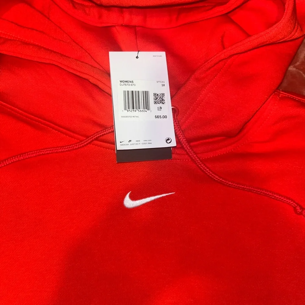 Nike Red Hoodie with White Swoosh - Picture 2 of 4